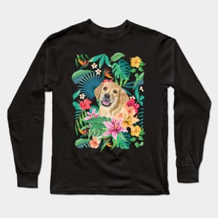 Tropical Golden Retriever Puppy 2 Long Sleeve T-Shirt